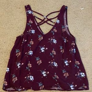 TILLY’S MAROON FLORAL TANK TOP SIZE S